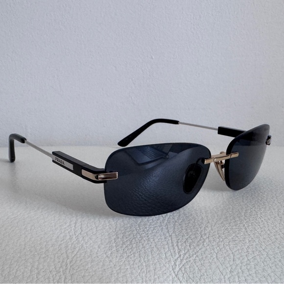 Prada Sunglasses PR68ZS ZVN09T 60mm Pale Gold / Dark Grey Lens - Picture 3 of 13